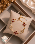1pc Elegant Rhinestone Inlaid Four-Leaf Clover Adjustable Bracelet - 2