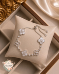 1pc Elegant Rhinestone Inlaid Four-Leaf Clover Adjustable Bracelet