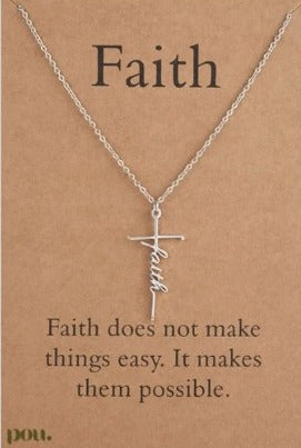 POU Faith Cross Necklace for Hope and Love Pendant