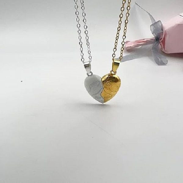 Heart Shaped Magnetic Couples Promise Necklace Pair