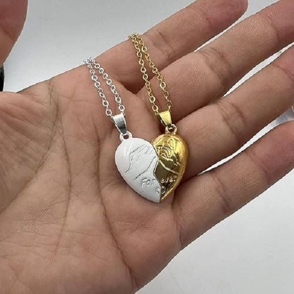 Heart Shaped Magnetic Couples Promise Necklace Pair